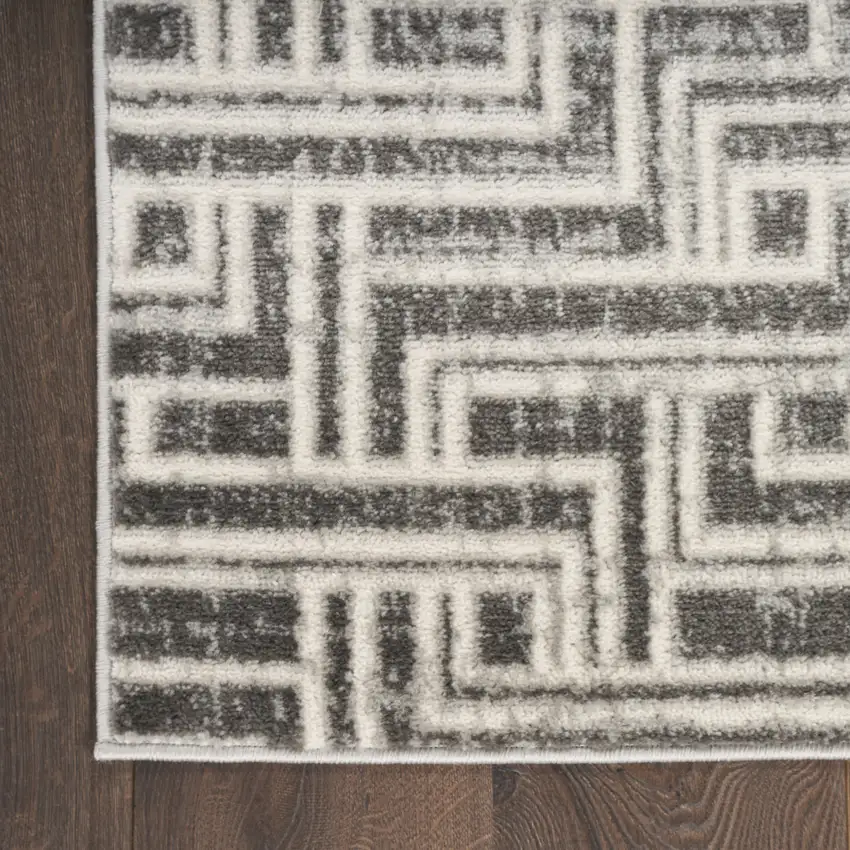 Gray Geometric Distressed Area Rug Photo 8