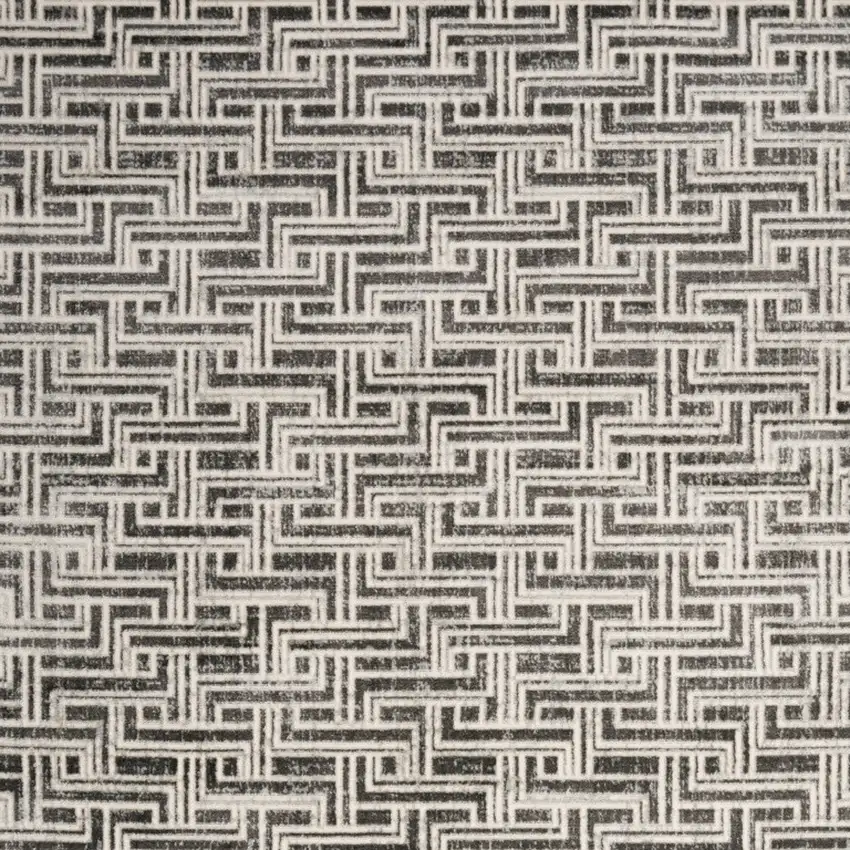 Gray Geometric Distressed Area Rug Photo 5