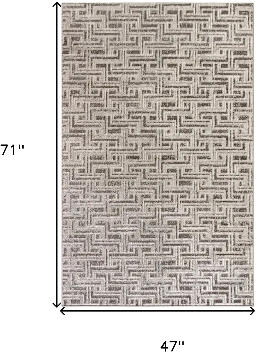 Gray Geometric Distressed Area Rug Photo 9