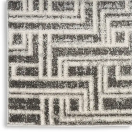 Gray Geometric Distressed Area Rug Photo 6