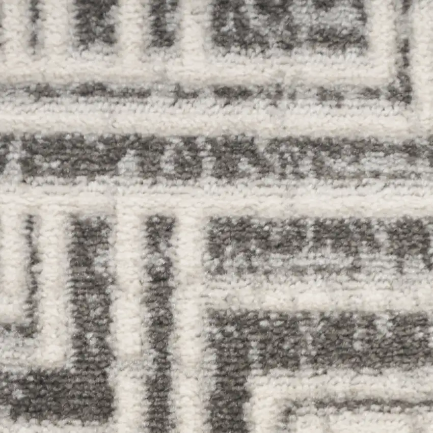 Gray Geometric Distressed Area Rug Photo 8
