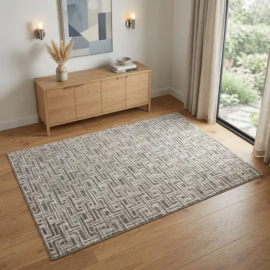 Gray Geometric Distressed Area Rug Photo 1