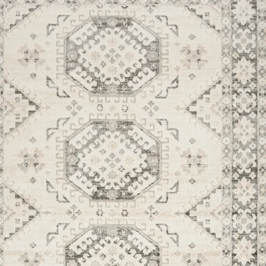 Gray Geometric Distressed Area Rug Photo 6
