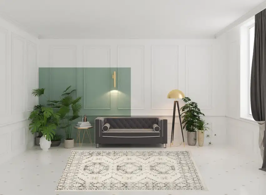 Gray Geometric Distressed Area Rug Photo 2