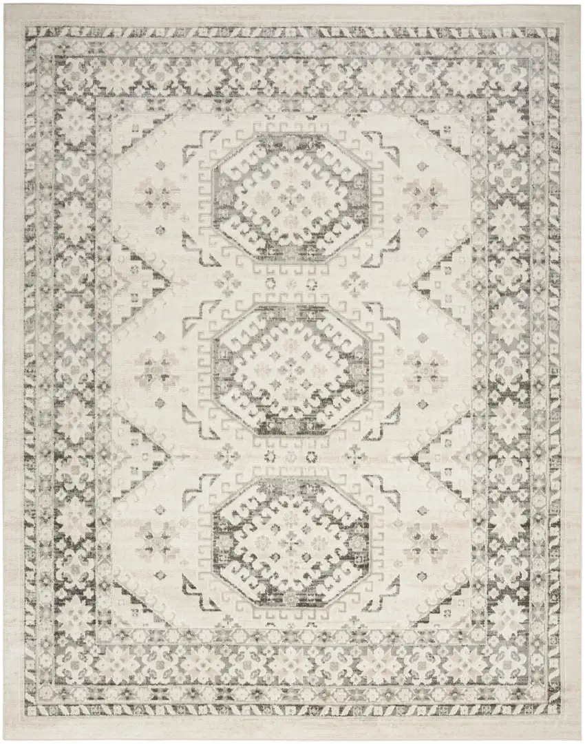 Gray Geometric Distressed Area Rug Photo 1