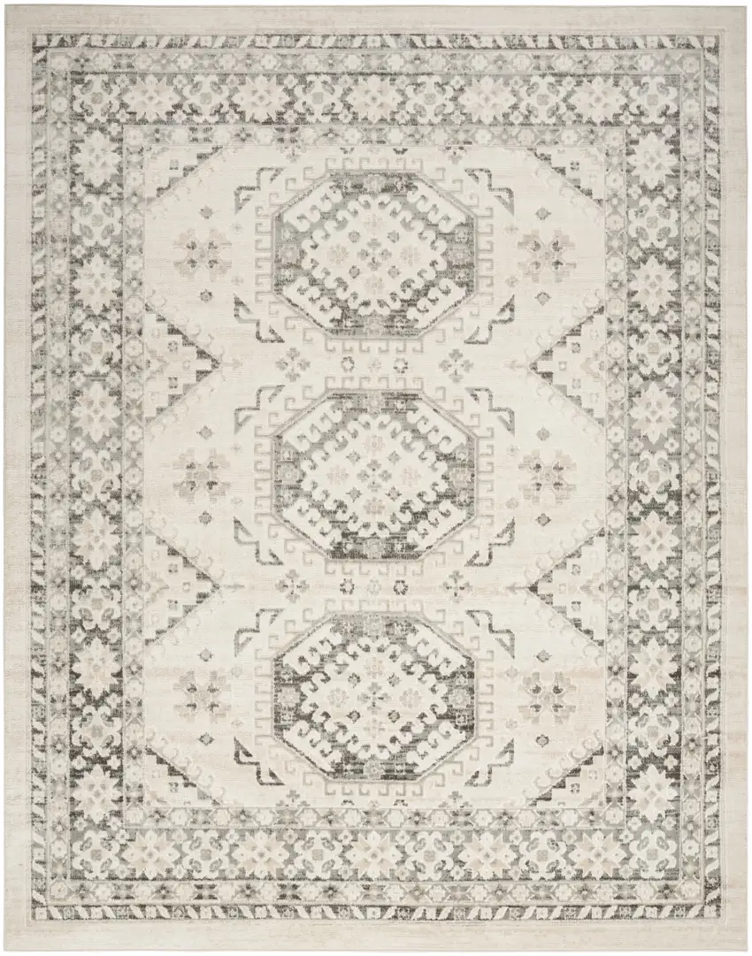 Gray Geometric Distressed Area Rug Photo 1