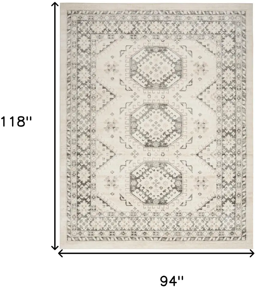Gray Geometric Distressed Area Rug Photo 9