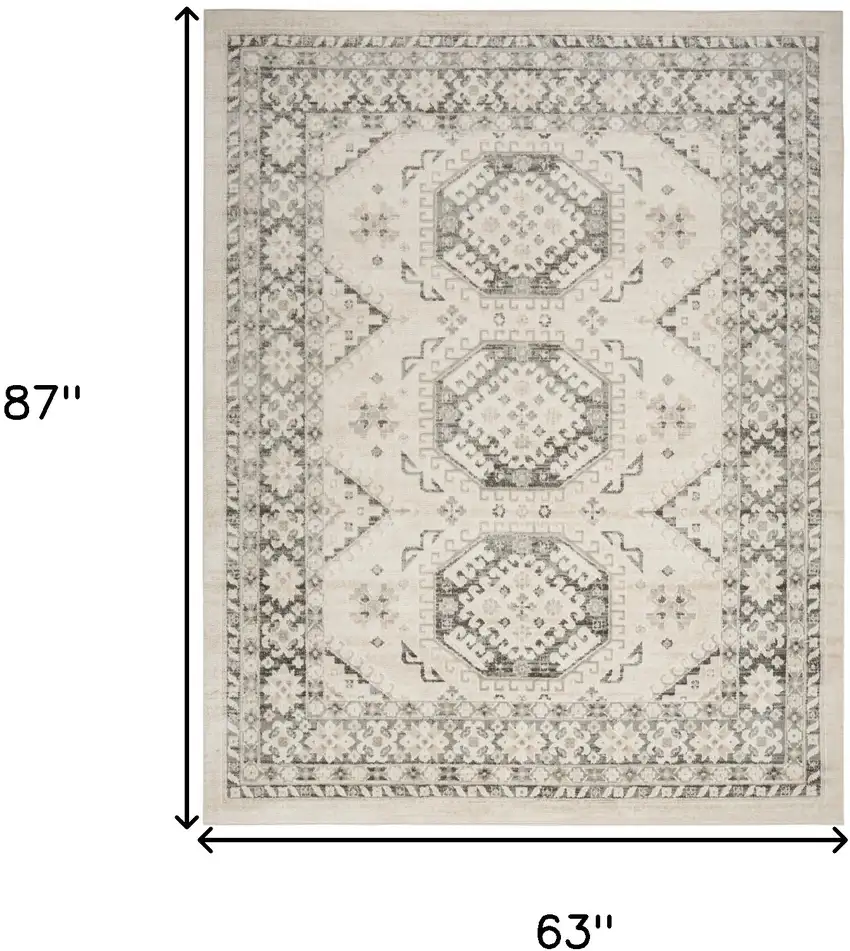 Gray Geometric Distressed Area Rug Photo 9
