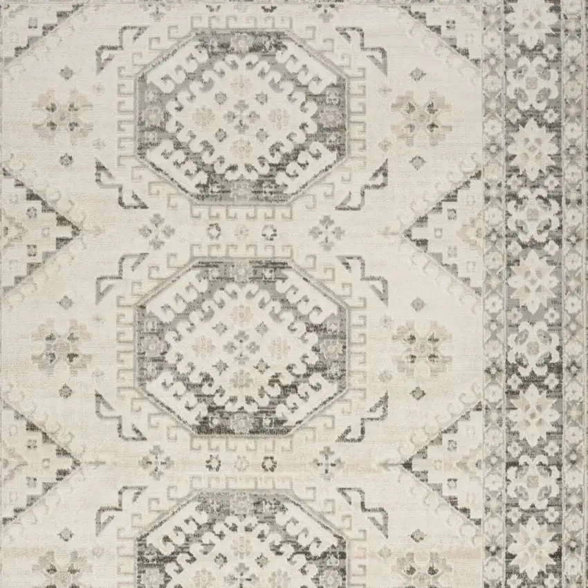 Gray Geometric Distressed Area Rug Photo 6