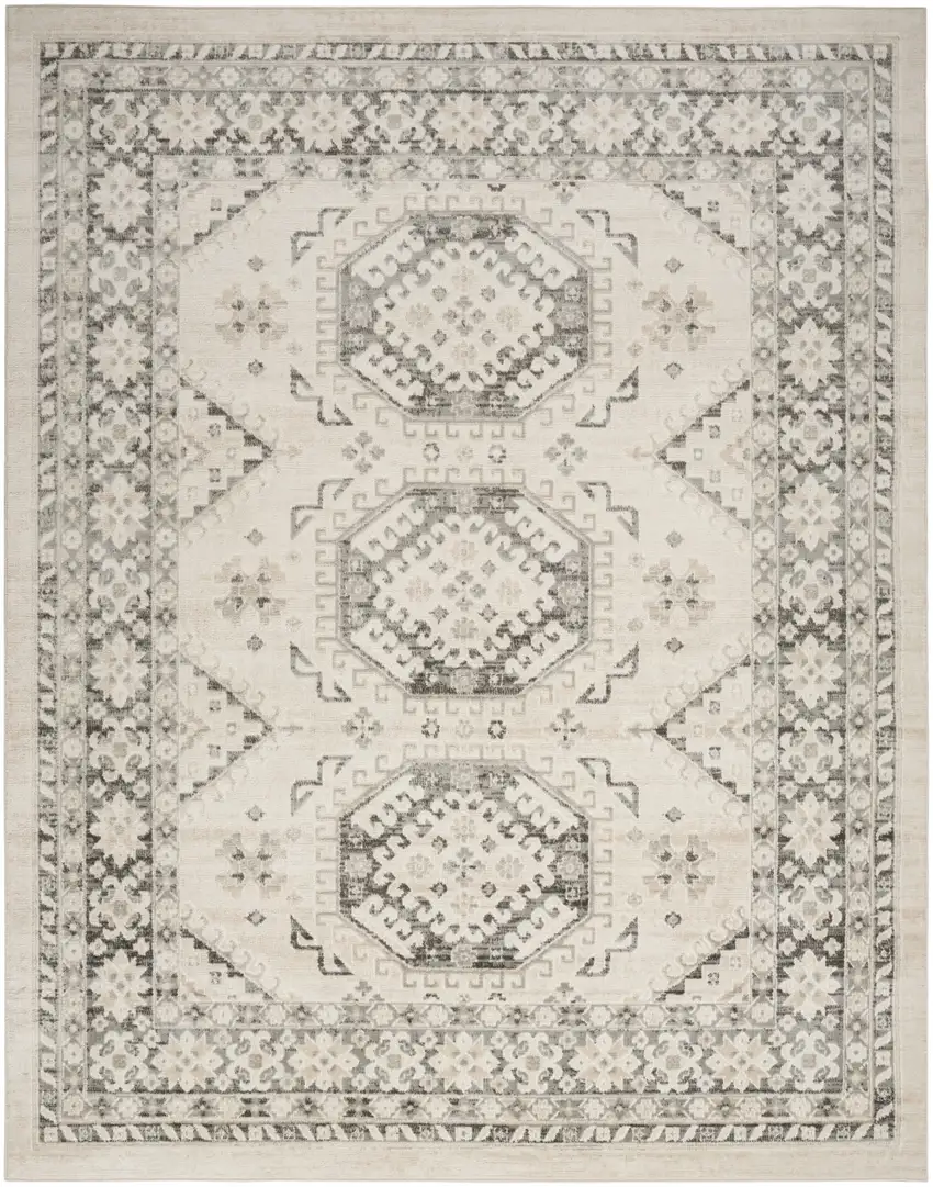 Gray Geometric Distressed Area Rug Photo 1