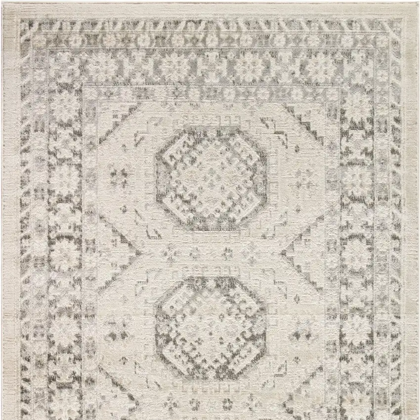 Gray Geometric Distressed Area Rug Photo 7