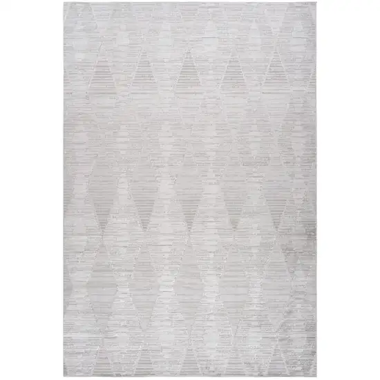 Gray and Ivory Geometric Distressed Area Rug Photo 2