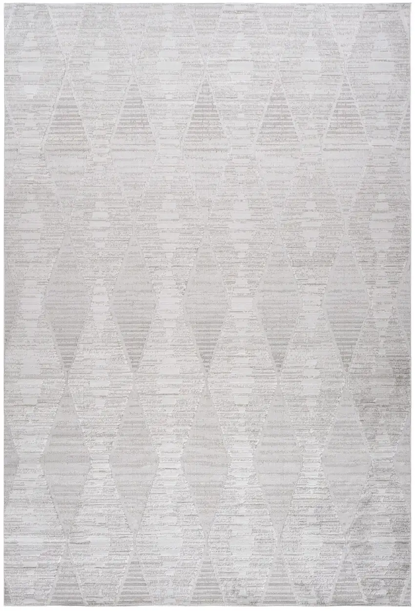 Gray and Ivory Geometric Distressed Area Rug Photo 2