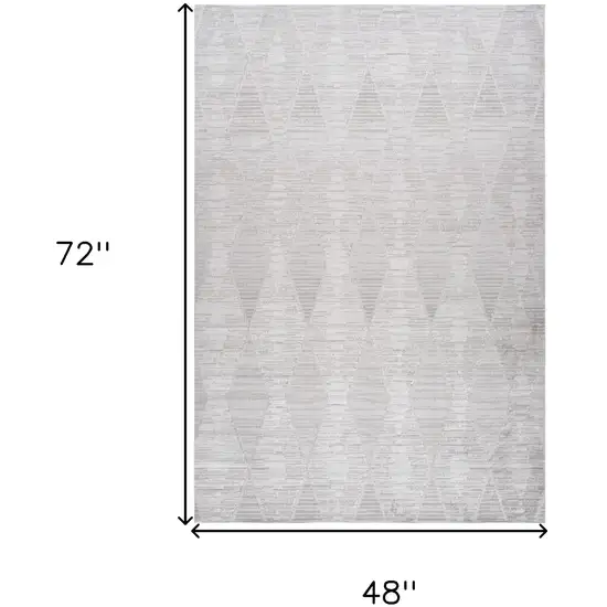 Gray and Ivory Geometric Distressed Area Rug Photo 9
