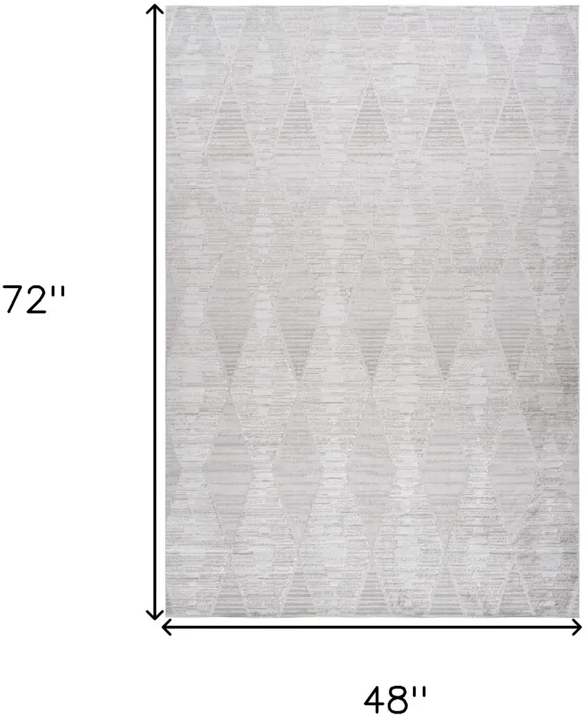 Gray and Ivory Geometric Distressed Area Rug Photo 9