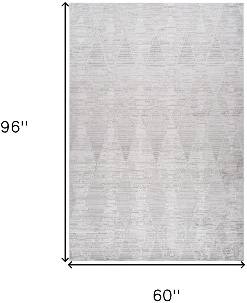 Gray and Ivory Geometric Distressed Area Rug Photo 9