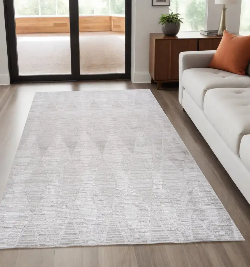 Gray Geometric Distressed Area Rug Photo 1
