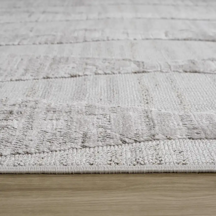 Gray Geometric Distressed Area Rug Photo 6