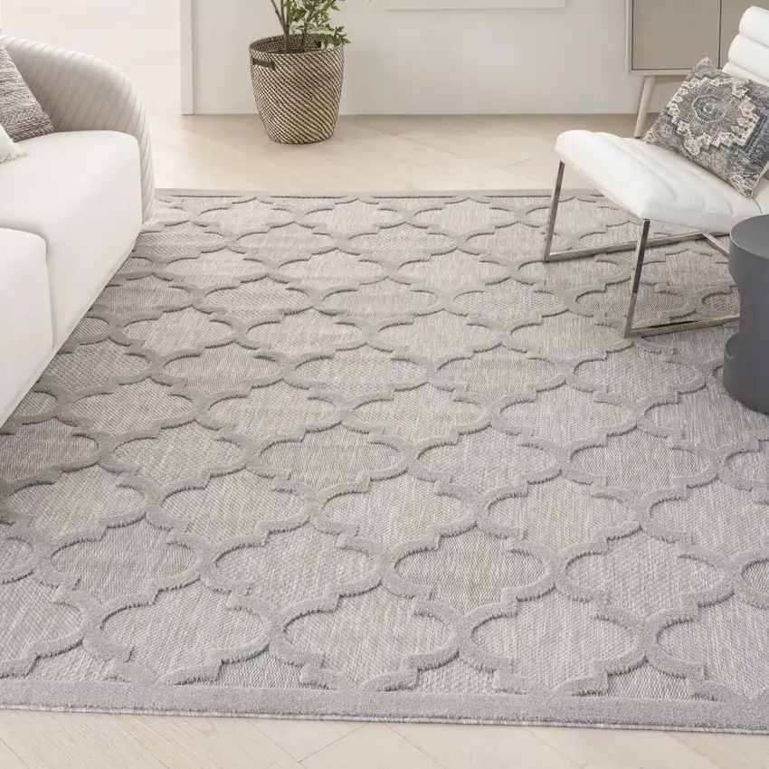 Gray Geometric Flatweave Area Rug Photo 5