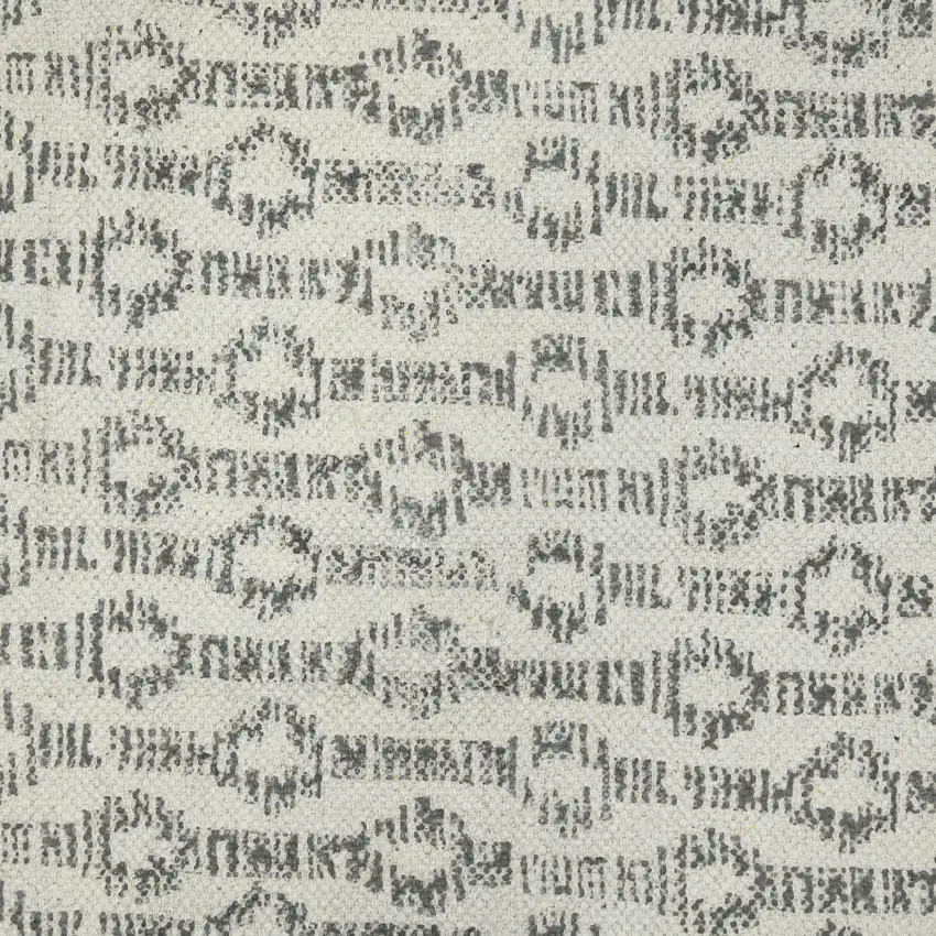 Gray Geometric Flatweave Handmade Distressed Area Rug With Fringe Photo 6