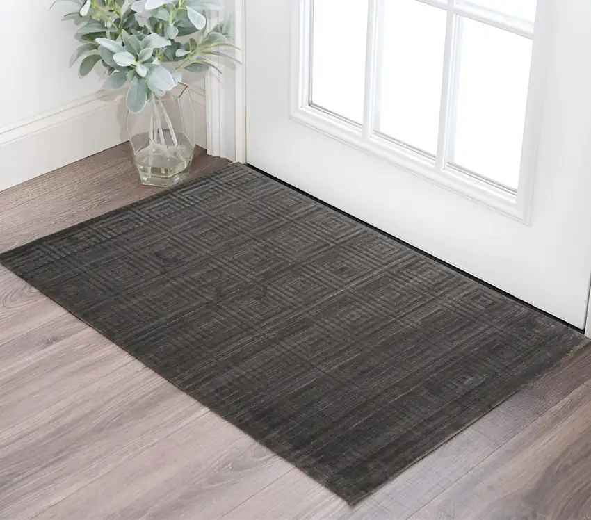Gray Geometric Hand Woven Area Rug Photo 1