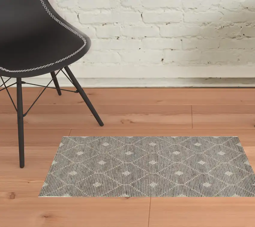 Gray Geometric Hand Woven Area Rug Photo 2