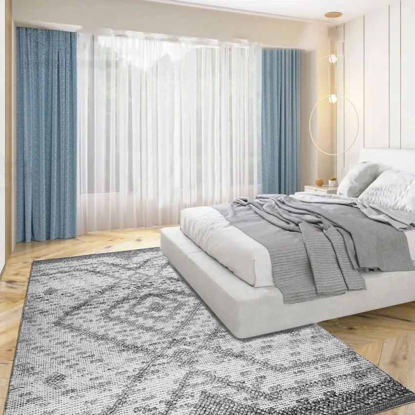 Gray Geometric Hand Woven Area Rug Photo 6