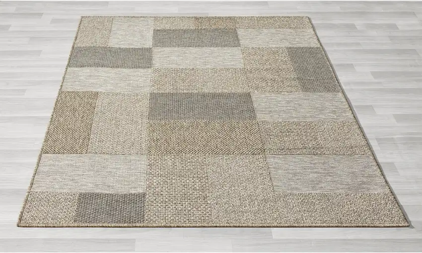 Gray Geometric Handmade Indoor Outdoor Area Rug Photo 1