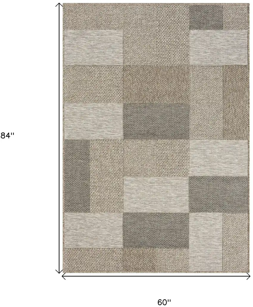 Gray Geometric Handmade Indoor Outdoor Area Rug Photo 9
