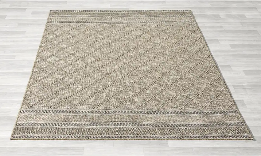 Gray Geometric Handmade Indoor Outdoor Area Rug Photo 1