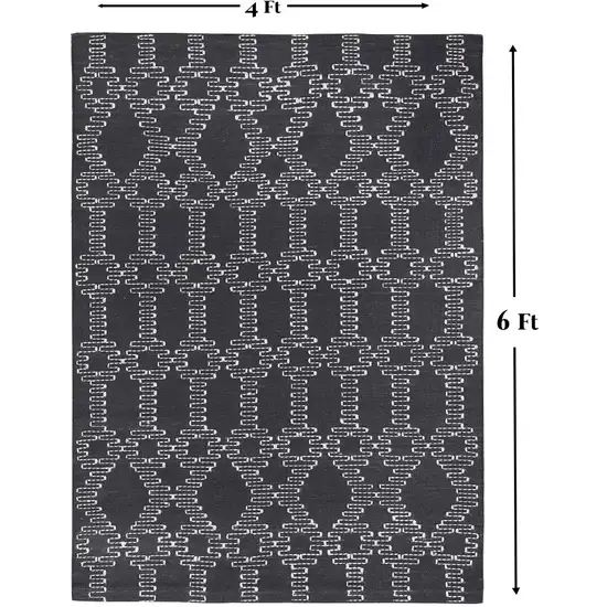 Gray Geometric Handmade Indoor Outdoor Area Rug Photo 7