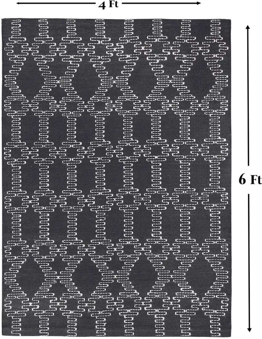 Gray Geometric Handmade Indoor Outdoor Area Rug Photo 7