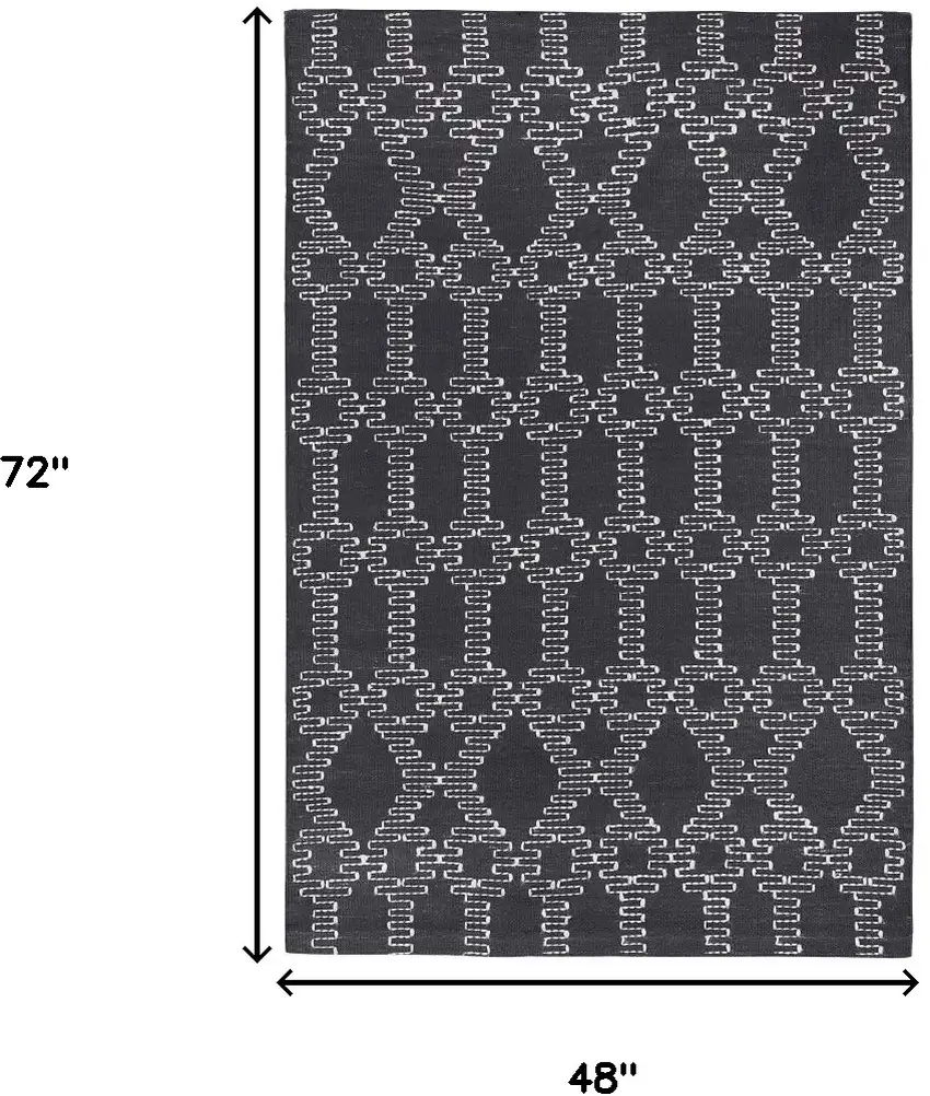 Gray Geometric Handmade Indoor Outdoor Area Rug Photo 3