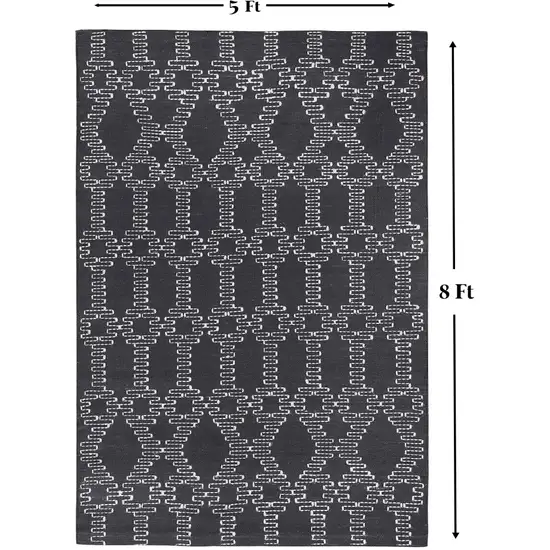 Gray Geometric Handmade Indoor Outdoor Area Rug Photo 7