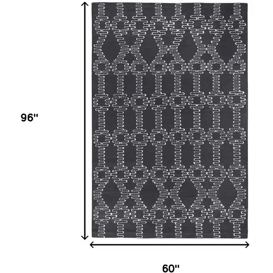 Gray Geometric Handmade Indoor Outdoor Area Rug Photo 3