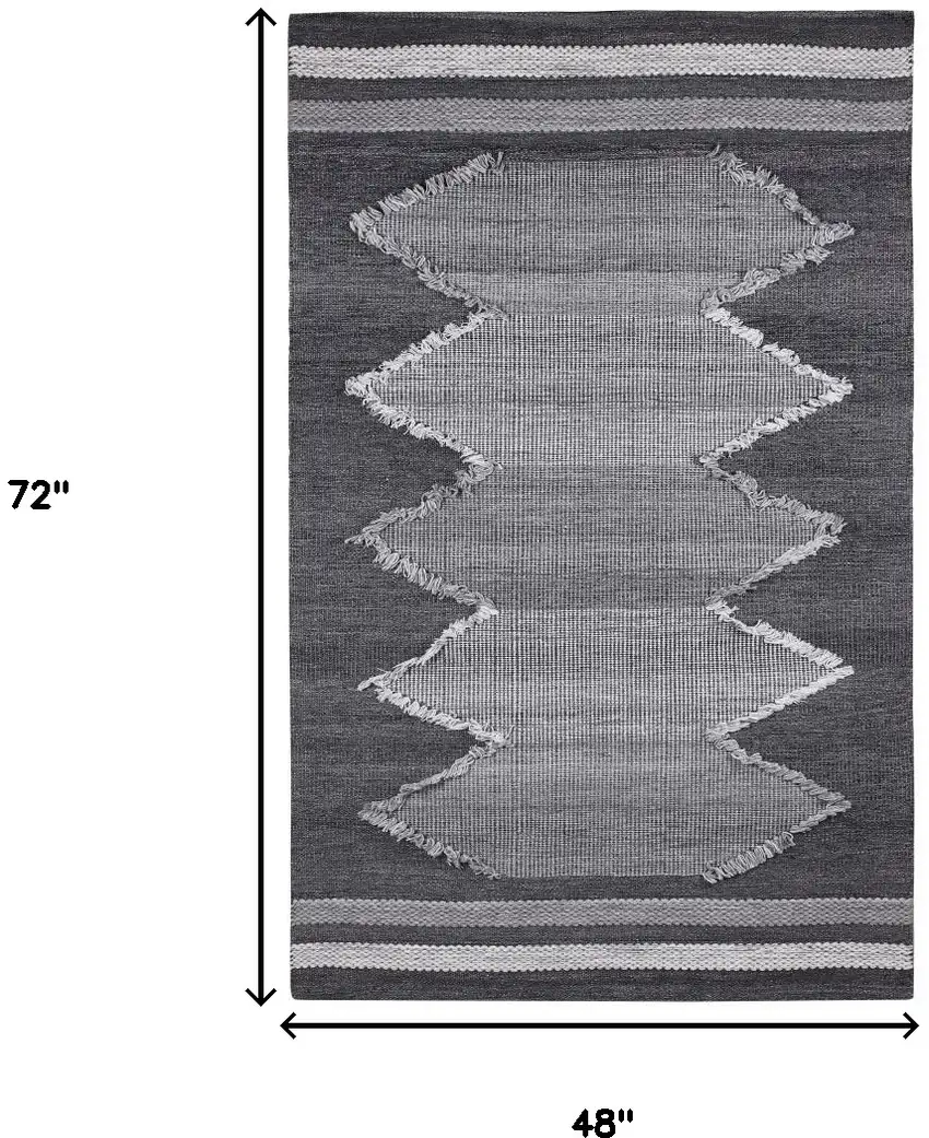 Gray Geometric Handmade Indoor Outdoor Area Rug Photo 3