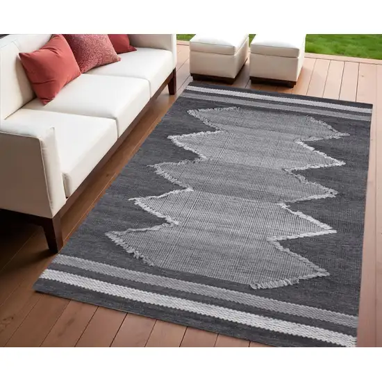 Gray Geometric Handmade Indoor Outdoor Area Rug Photo 1