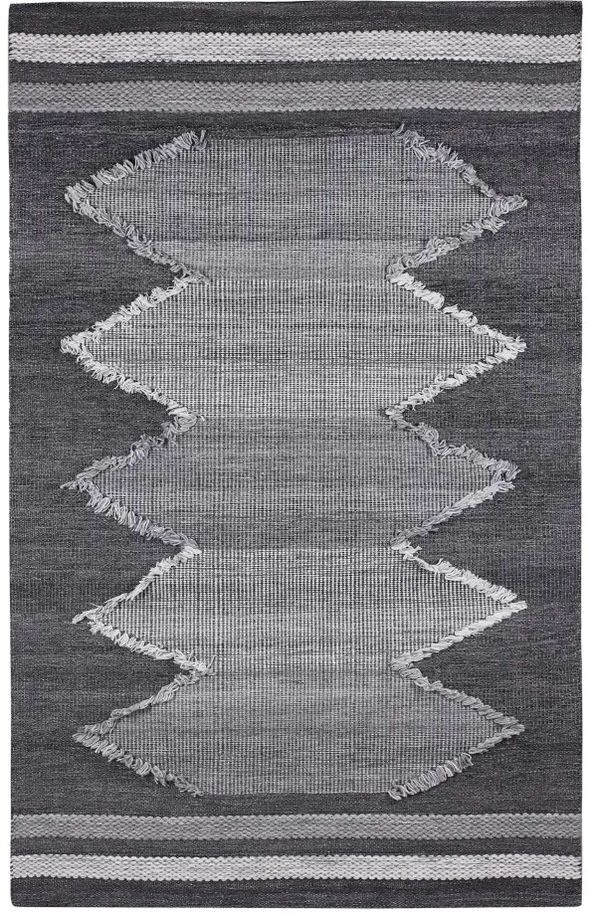Gray Geometric Handmade Indoor Outdoor Area Rug Photo 2