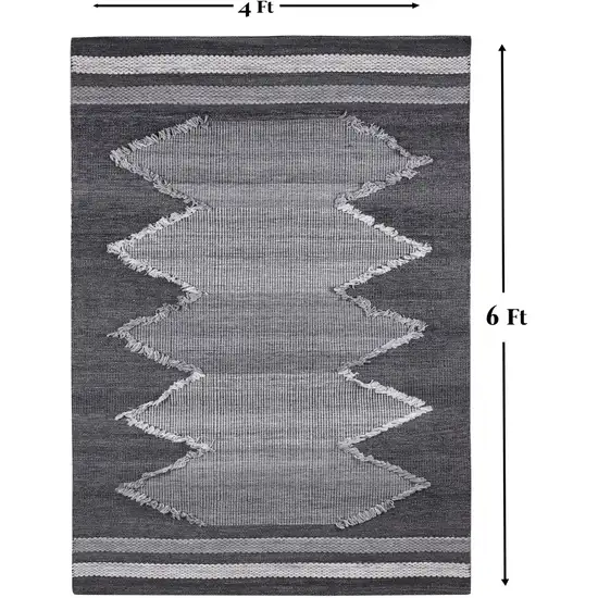 Gray Geometric Handmade Indoor Outdoor Area Rug Photo 7