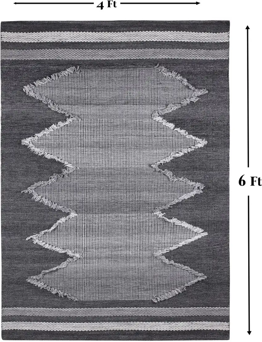 Gray Geometric Handmade Indoor Outdoor Area Rug Photo 7