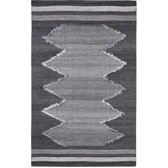 Gray Geometric Handmade Indoor Outdoor Area Rug Photo 4