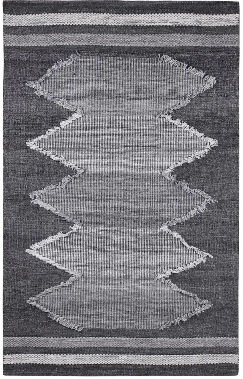 Gray Geometric Handmade Indoor Outdoor Area Rug Photo 4