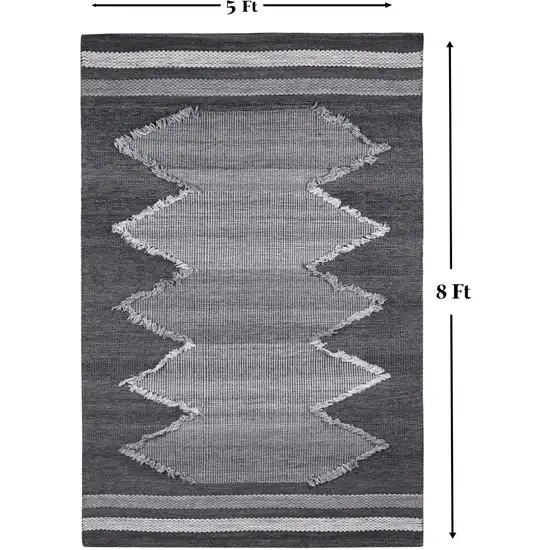 Gray Geometric Handmade Indoor Outdoor Area Rug Photo 7