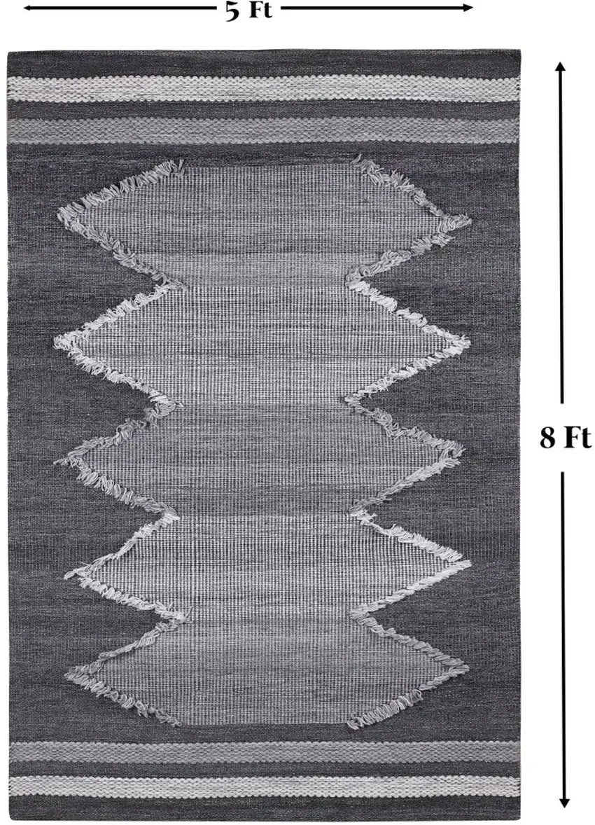 Gray Geometric Handmade Indoor Outdoor Area Rug Photo 7