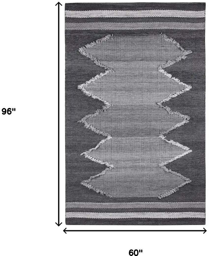 Gray Geometric Handmade Indoor Outdoor Area Rug Photo 3