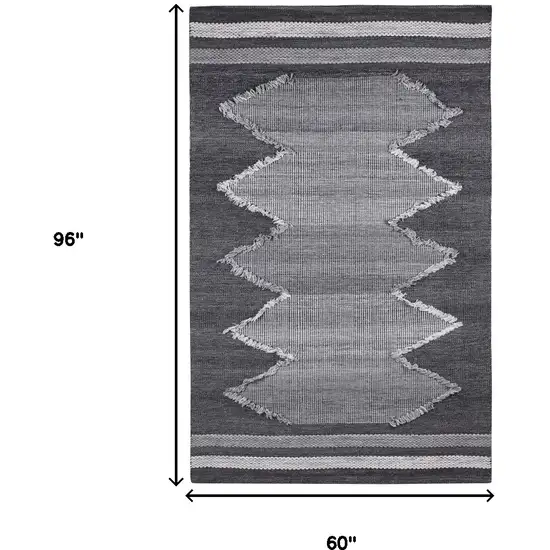 Gray Geometric Handmade Indoor Outdoor Area Rug Photo 3
