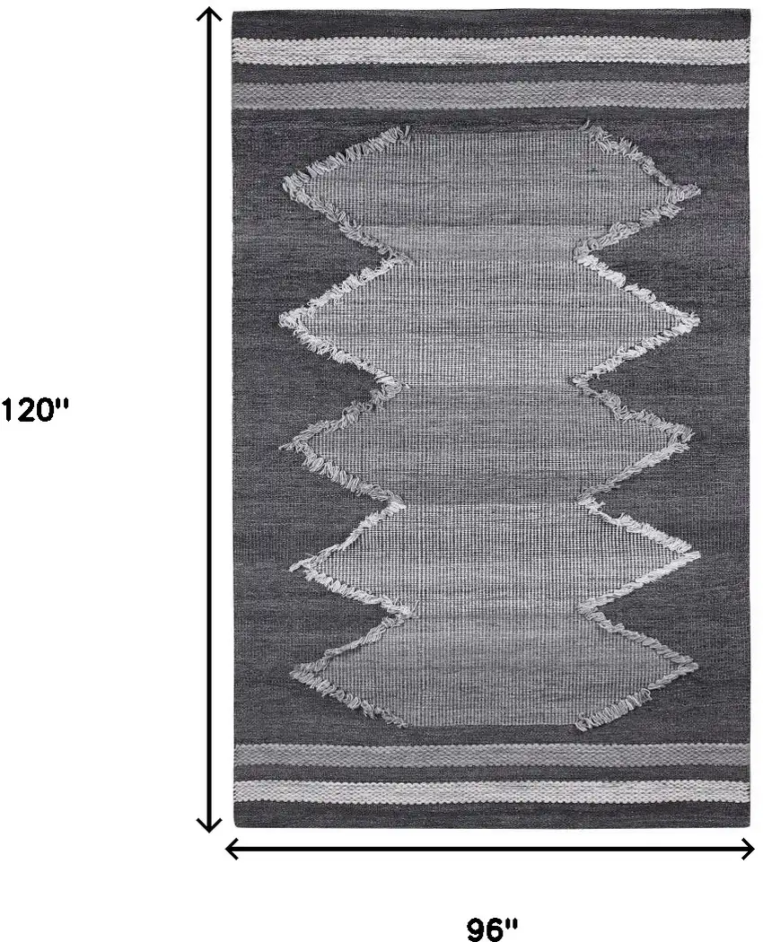 Gray Geometric Handmade Indoor Outdoor Area Rug Photo 3