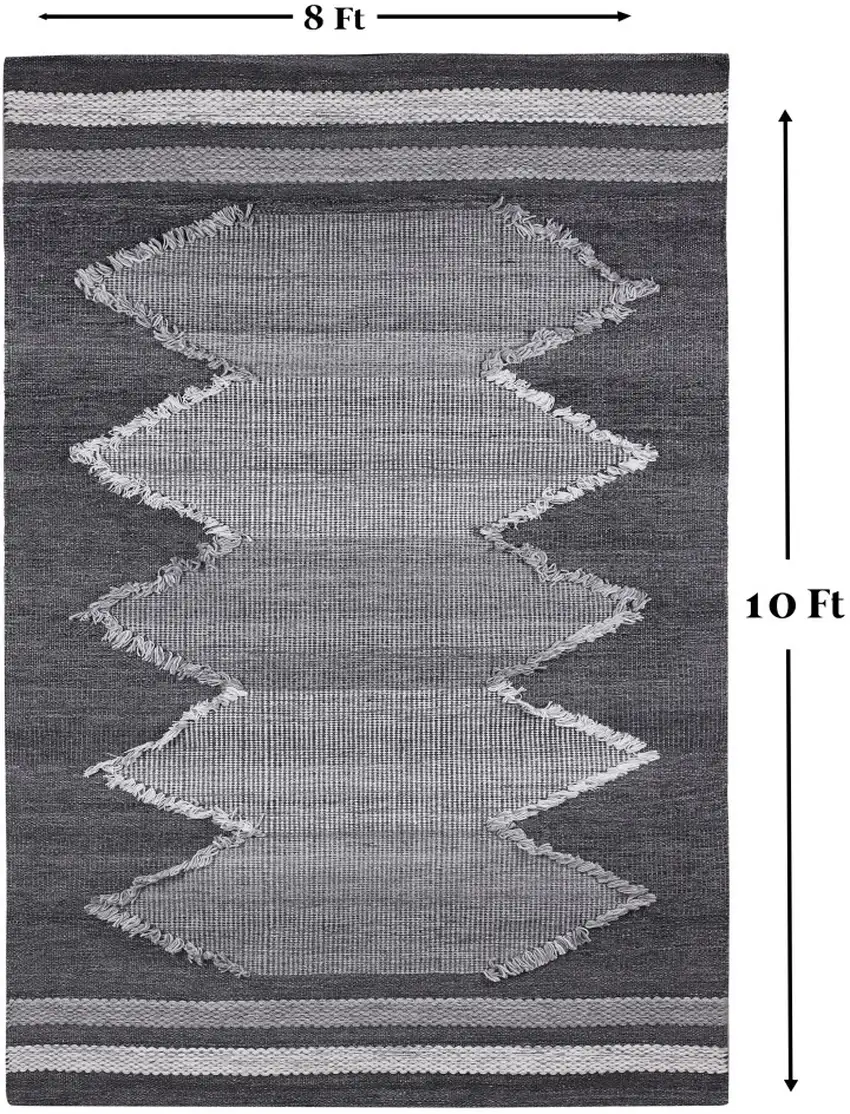 Gray Geometric Handmade Indoor Outdoor Area Rug Photo 7