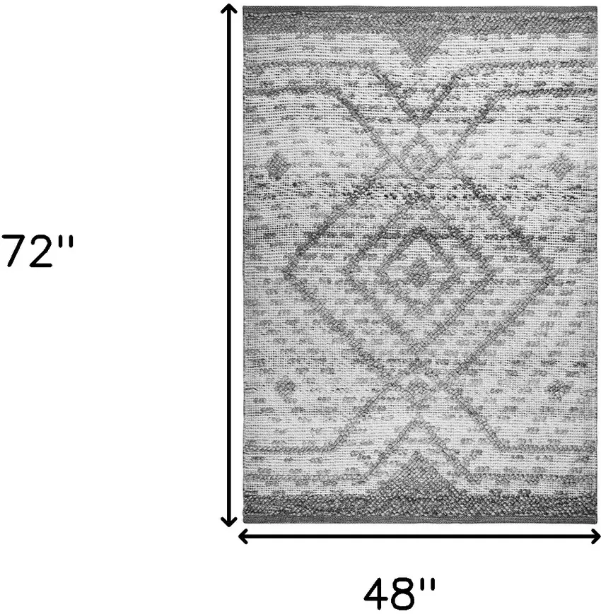 Gray Geometric Handmade Indoor Outdoor Area Rug Photo 3