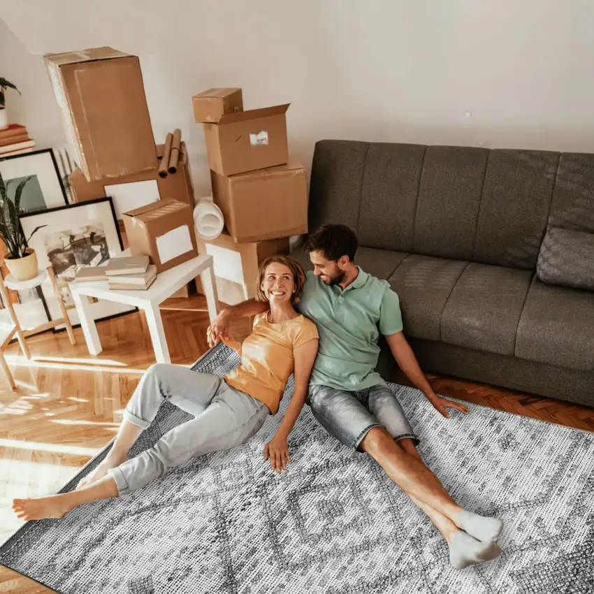 Gray Geometric Handmade Indoor Outdoor Area Rug Photo 6